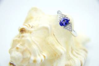 Engagement ring with sapphire and diamonds