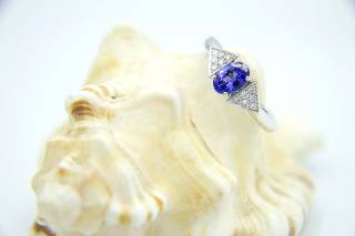 Engagement ring with sapphire and diamonds